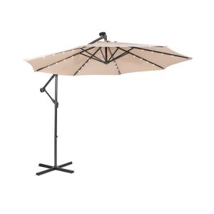 10 Feet Patio Cantilever Umbrella with Tilting System Beige |   Outdoor Umbrellas Outdoor Shades Beige