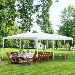 10 x 30 Feet Gazebo Canopy Tent with Connection Stakes and Wind Ropes White |   Canopies Canopies Canopies