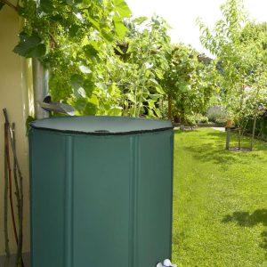 100 Gallon Portable Rain Barrel Water Collector Tank with Spigot Filter Green |   Garden Tools Garden Garden Tools