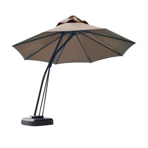 11 Feet Outdoor Cantilever Hanging Umbrella with Base and Wheels Tan |   Outdoor Umbrellas Outdoor Shades Outdoor Umbrellas