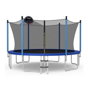 12/14/15/16 Feet Outdoor Recreational Trampoline with Ladder and Enclosure Net  |   Trampolines Outdoor Play Trampolines