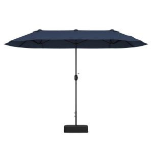 13 Feet Double-Sided Patio Twin Table Umbrella with Crank Handle Navy |   Outdoor Umbrellas Outdoor Shades Navy