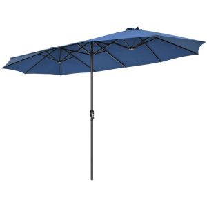 15 Feet Patio Double-Sided Umbrella with Hand-Crank System Navy |   Outdoor Umbrellas Outdoor Shades Navy