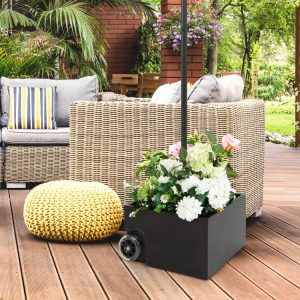 150 Pounds Patio Umbrella Base Stand Wheels Planter Outdoor Black |   Outdoor Umbrella Bases Outdoor Shades Black