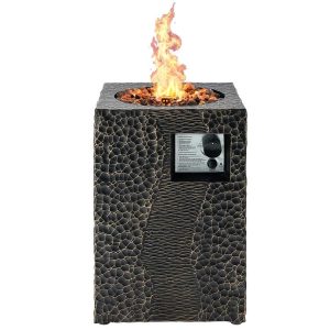 16 Feet Square Outdoor Propane Fire Pit with Lava Rocks Waterproof Cover 30,000 BTU Black |   Fire Pits Fire Pits Black