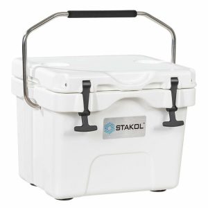 16 Quart 24-Can Capacity Portable Insulated Ice Cooler with 2 Cup Holders White |   Coolers Camping Coolers