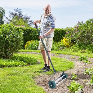 18 Inch Rolling Lawn Aerator with Anti-slip Handle and Tine Spikes  |   Garden Tools Garden Garden Tools