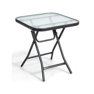 18 Inch Square Patio Bistro Table with Rustproof Frame Black |   Patio Tables Outdoor & Patio Furniture Black