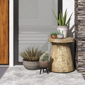 2-in-1 Rock End Table with Wood Grain for Living Room  |   Patio Tables Outdoor & Patio Furniture Patio Tables