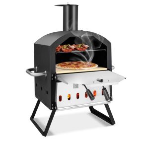 2-Layer Pizza Oven with Removable Cooking Rack and Folding Legs Black |   Outdoor Grills Outdoor Black