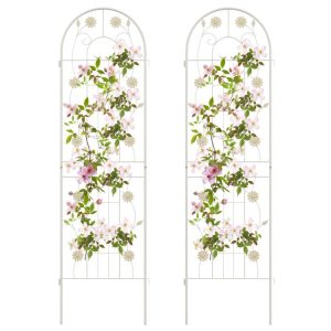 2 Pack 71 x 20 Inches Metal Garden Trellis Rustproof Plant Support for Climbing Plants White |   Plant Supports Garden Plant Supports