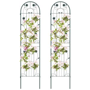 2 Pack 86.5 x 20 Inches Metal Garden Trellis for Climbing Plants Green |   Plant Supports Garden Green