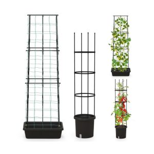 2 Pack Garden Planters with Trellis Cucumber Trellis Tomato Cage Black |   Raised Garden Beds Garden Black