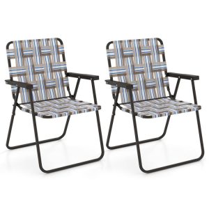 2 Pieces Folding Beach Chair Camping Lawn Webbing Chair Coffee |   Beach & Lawn Chairs Beach & Lawn Chairs Beach & Lawn Chairs