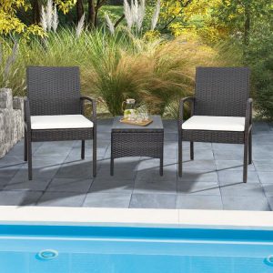 2 Pieces Patio Wicker Dining Armchair Set with Soft Zippered Cushion-Set of 2  |   Patio Dining Chairs Outdoor & Patio Furniture Patio Dining Chairs