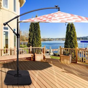 20 Inch Patio Offset Water Filled Plate Umbrella Base Sand Black |   Outdoor Umbrella Bases Outdoor Shades Black