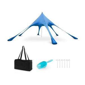 20 x 20 Feet Beach Canopy Tent with UPF50+ Sun Protection and Shovel Blue |   Canopies Canopies Blue