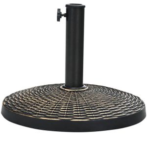 22Lbs Patio Resin Umbrella Base with Wicker Style for Outdoor Use Bronze |   Outdoor Umbrella Bases Outdoor Shades Bronze