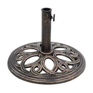 23 Pounds 17 3/4 Inch Round Umbrella Base Stand Bronze |   Outdoor Umbrella Bases Outdoor Shades Bronze