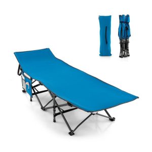 28.5 Inch Extra Wide Sleeping Cot for Adults with Carry Bag Blue |   Camping Furniture Camping Blue