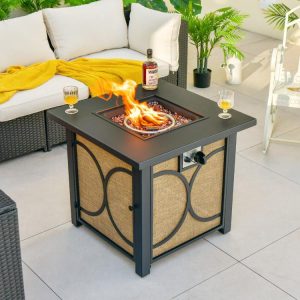 28 Inch 50000 BTU Outdoor Square Fire Pit Table with Cover  |   Fire Pits Fire Pits Fire Pits