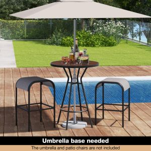 28 Inches Outdoor Bar Table with Wood-Like Tabletop for Backyard Garden  |   Patio Tables Outdoor & Patio Furniture Patio Tables