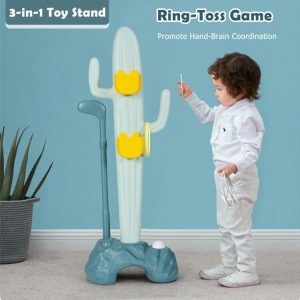 3-in-1 Cactus Toy Stand Sports Activity Center with Golf and Ring-Toss  |   Toy Sports Outdoor Play Toy Sports