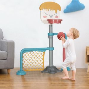 3-in-1 Height Adjustable Basketball Stand Set with Soccer and Roller  |   Toy Sports Outdoor Play Toy Sports