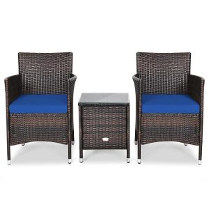 3 Pieces Ergonomic Wicker Patio Conversation Set Navy |   Patio Conversation Sets Outdoor & Patio Furniture Navy