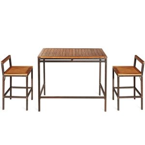 3 Pieces Patio Rattan Wicker Bar Dining Furniture Set  |   Patio Bar Furniture Outdoor & Patio Furniture Patio Bar Furniture