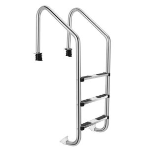 3-Step Stainless Steel Swimming Pool Ladder with Anti-Slip Step Silver |   Swimming Pools Outdoor Silver