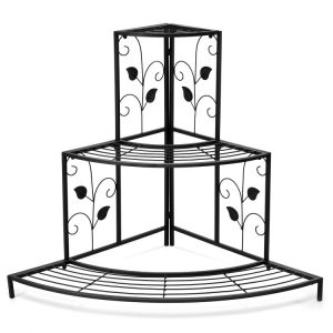 3 Tier Floral Corner Metal Plant Pot Rack Black |   Plant Stands Garden Black