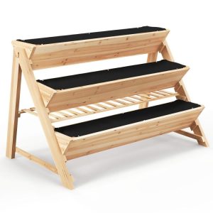 3-Tier Garden Bed with Storage Shelf, 2 Hanging Hooks and 3 Bed Liners  |   Raised Garden Beds Garden Raised Garden Beds