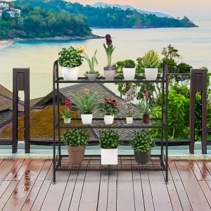 3-Tier Metal Plant Stand Shelf Display Rack for Plants Shoes Flower Pot Black |   Plant Stands Garden Black