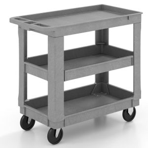 3-Tier Utility Cart with 550 LBS Max Load and Adjustable Middle Shelf Gray |   Garages Garages Garages