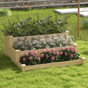 3-Tier Wooden Raised Garden Bed for Backyard Patio Gardening Natural |   Raised Garden Beds Garden Natural