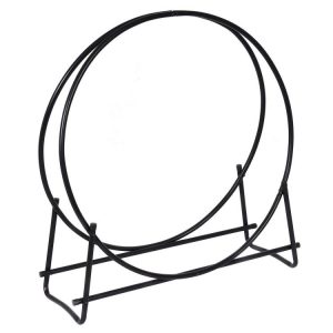 30/40 Inch Tubular Steel Log Hoop Firewood Storage Rack Black |   Log Storage Log Storage Black