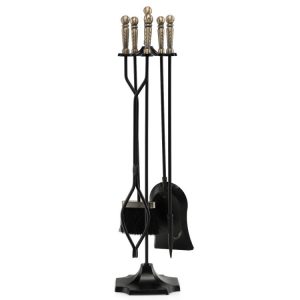 31 inch 5 Pieces Metal Fireplace Tool Set with Stand Bronze |   Fireplace Tools Fireplace Tools Bronze