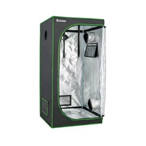 32 x 32 x 63 Inch Mylar Hydroponic Grow Tent with Observation Window and Floor Tray Black |   Grow Tents Garden Black