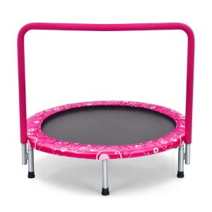 36 Inch Kids Trampoline Mini Rebounder with Full Covered Handrail  Pink |   Trampolines Outdoor Play Pink