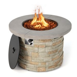 36 Inch Propane Gas Fire Pit Table with Lava Rock and PVC cover Gray |   Fire Pits Fire Pits Fire Pits