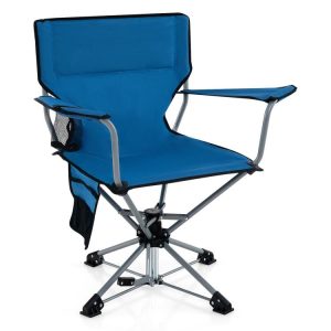 360° Swivel Hunting Chair Portable Foldable Hunting Chair with Mesh Cup Holder and Storage Pockets Blue |   Camping Furniture Camping Blue