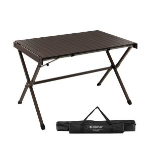 4-6 Person Portable Aluminum Camping Table with Carrying Bag Brown |   Camping Furniture Camping Brown