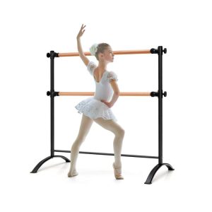 4 Foot Portable  Freestanding Double Ballet Barre Black |   Toy Sports Outdoor Play Black