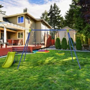 4-in-1 Heavy-Duty Metal Playset with Slide and Basketball Hoop Multicolor |   Swing & Playsets Outdoor Play Multicolor