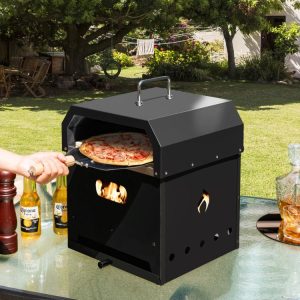 4-in-1 Outdoor Portable Pizza Oven with 12 Inch Pizza Stone Black |   Outdoor Grills Outdoor Black