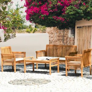 4 Pieces Outdoor Acacia Wood Sofa Furniture Set  |   Patio Conversation Sets Outdoor & Patio Furniture Patio Conversation Sets