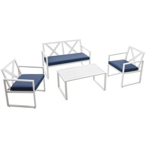 4 Pieces Outdoor Conversation Set with Sturdy Steel Frame  |   Patio Conversation Sets Outdoor & Patio Furniture Patio Conversation Sets