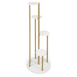 4-Tier 48.5 Inch Metal Plant Stand White |   Plant Stands Garden Plant Stands