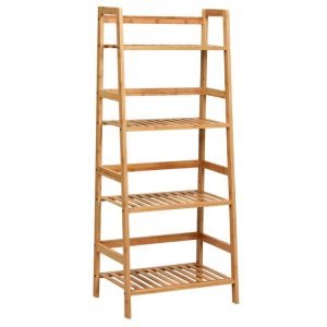 4-Tier Bamboo Plant Rack with Guardrails Stable and Space-Saving Natural |   Plant Stands Garden Natural